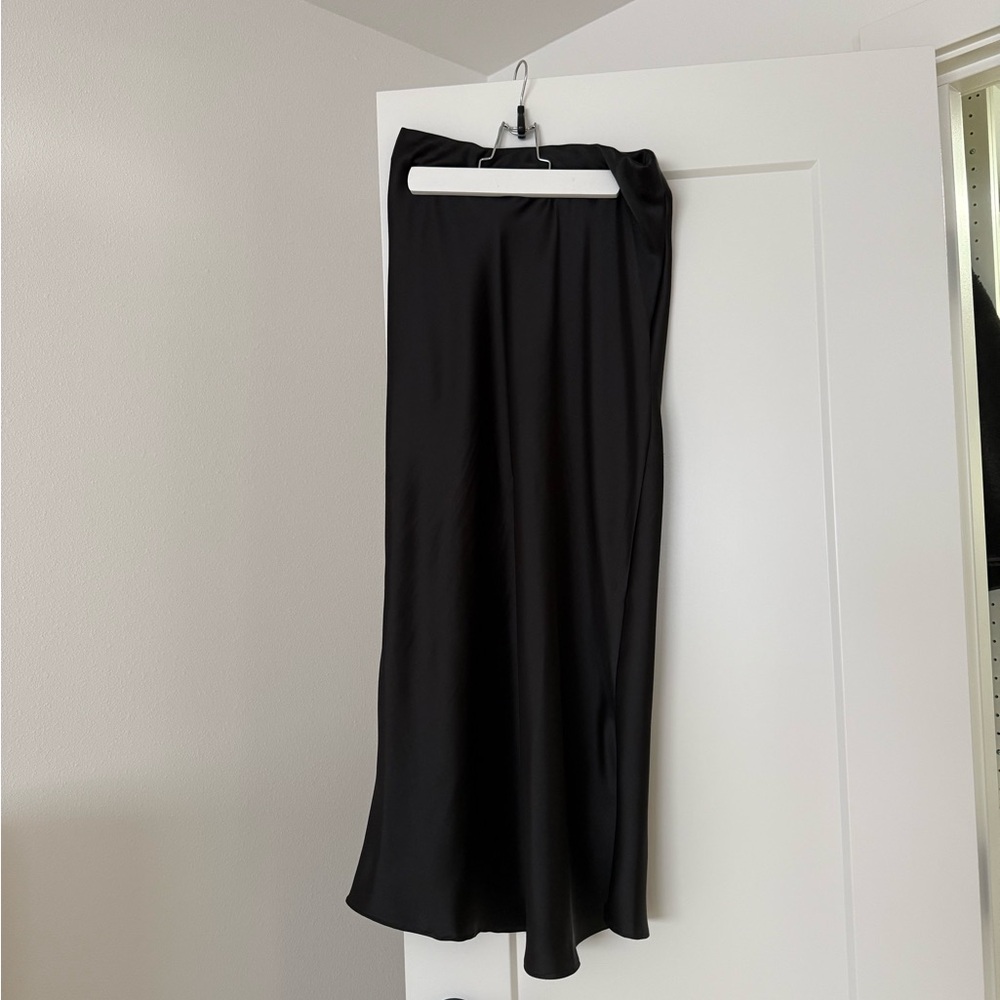 Zara black satin maxi skirt